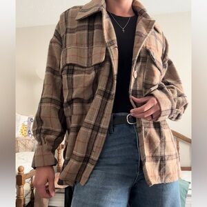 Hers & Mine Shacket Size Large Neutral Country Cowgirl Casual